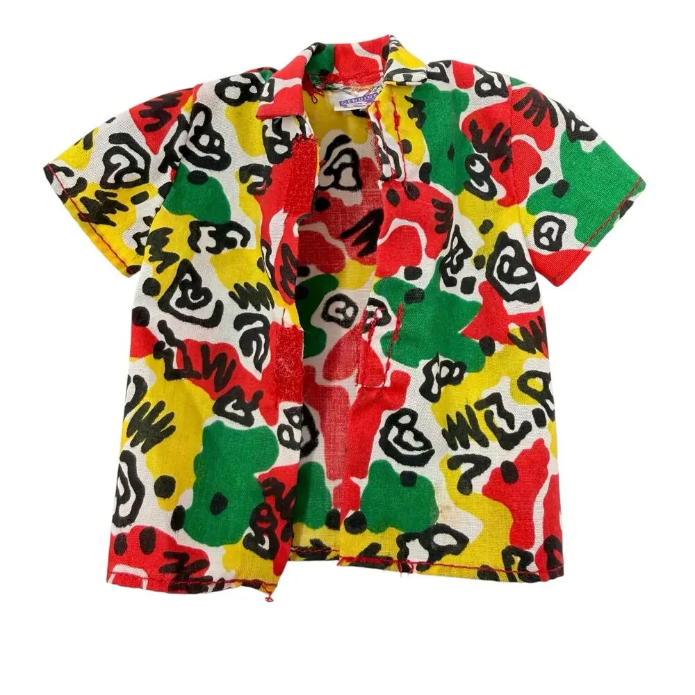 Genuine Barbie‎ Doll Shirt Ken Hawaiian Button Up Colorful Vintage Style Top